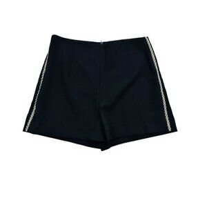 Zara Beaded/Pearl Trim Black High-Rise Dressy/Party Shorts Women's Size Medium